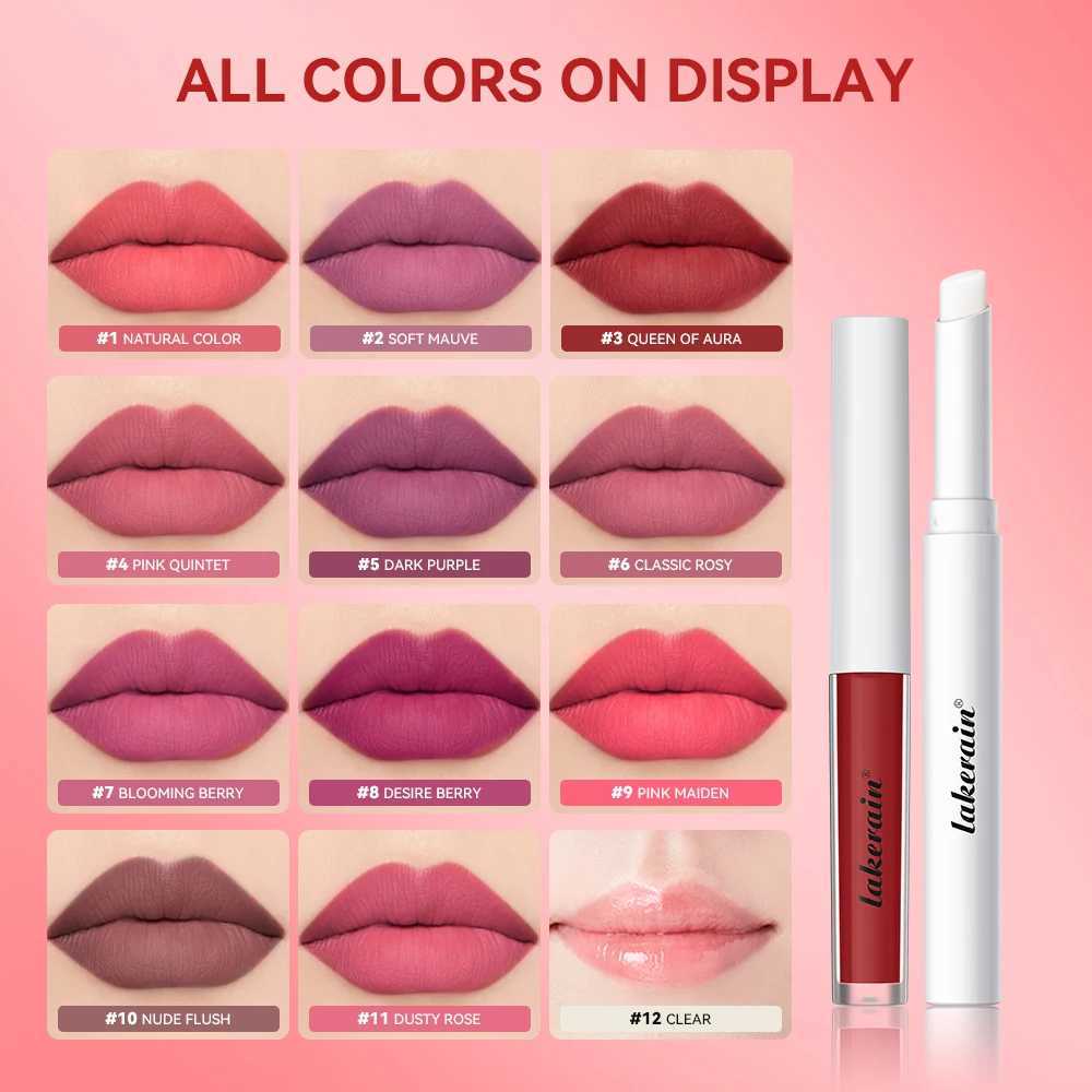 2pcs Lipstick Matte Lip Gloss Sexy Long Lasting Velvet Liquid Lip Makeup Women Beauty Red Nonstick Cup Waterproof Lip Gloss XJ250623