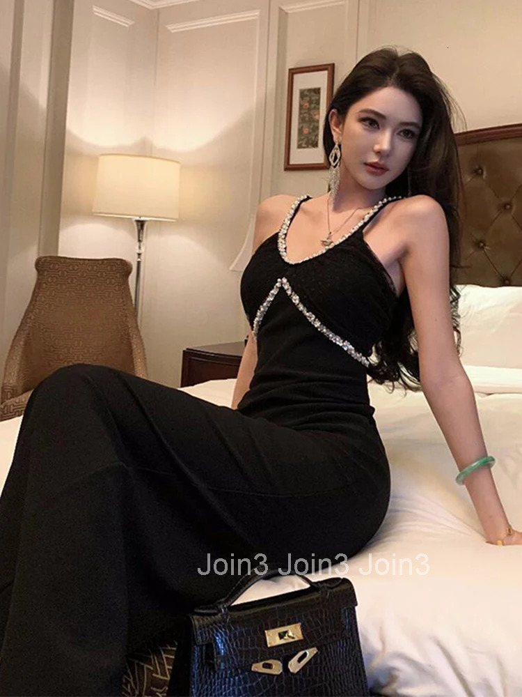 Women Clothes Vintage Black Sexy Strap Backless Slim Maxi Long Dress Elegant Luxury Fashion Evening Party Prom Vestidos Robe New