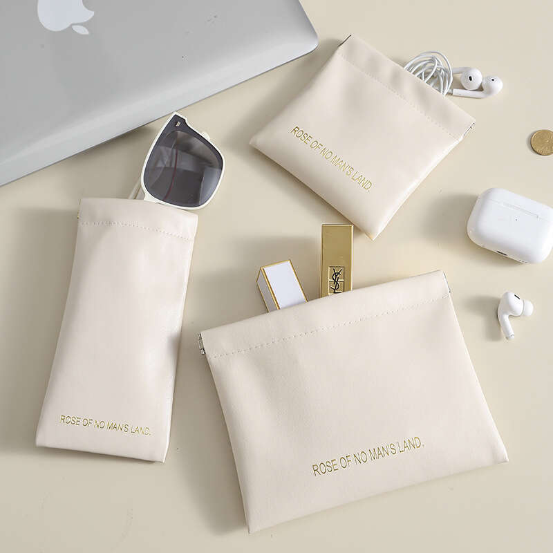 Lipstick Cosmetic PU Storage Automatic Closure Snap Gift Bag Portable Earphone Data Cable Coin Purse