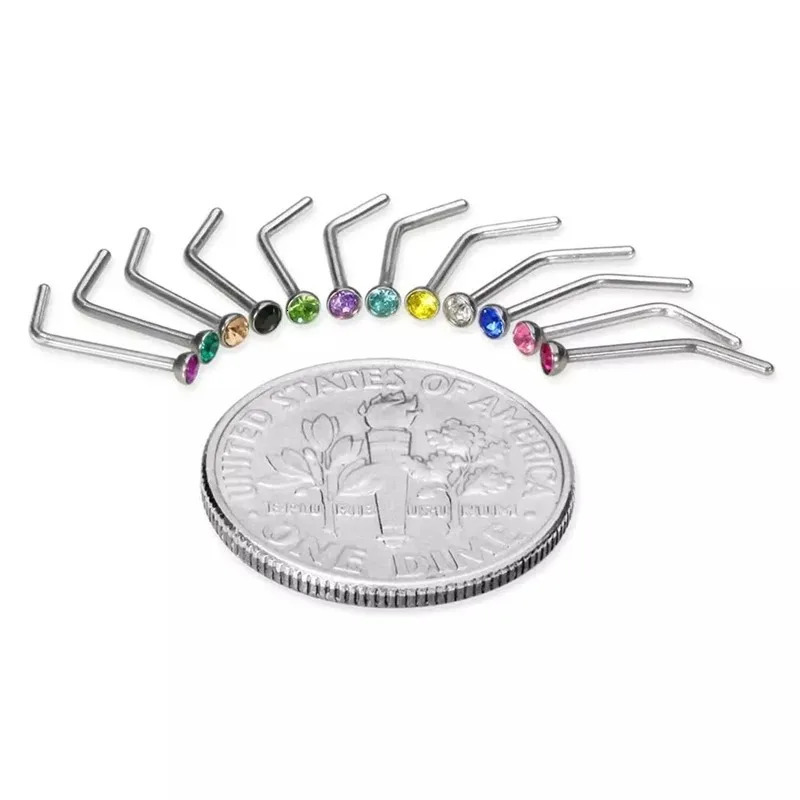 4060 PcsSet Crystal Stainless Steel Nose Piercing Pack Straight Ring Kit L Stud Helix Body Jewelry 250613