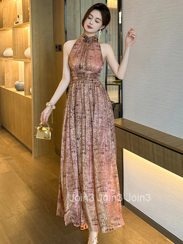 French Romance Sparkly Vacation Gown Evening Dress Women Clothes Elegant Sexy Halter Corset A-Line Long Robe Party Prom Vestidos