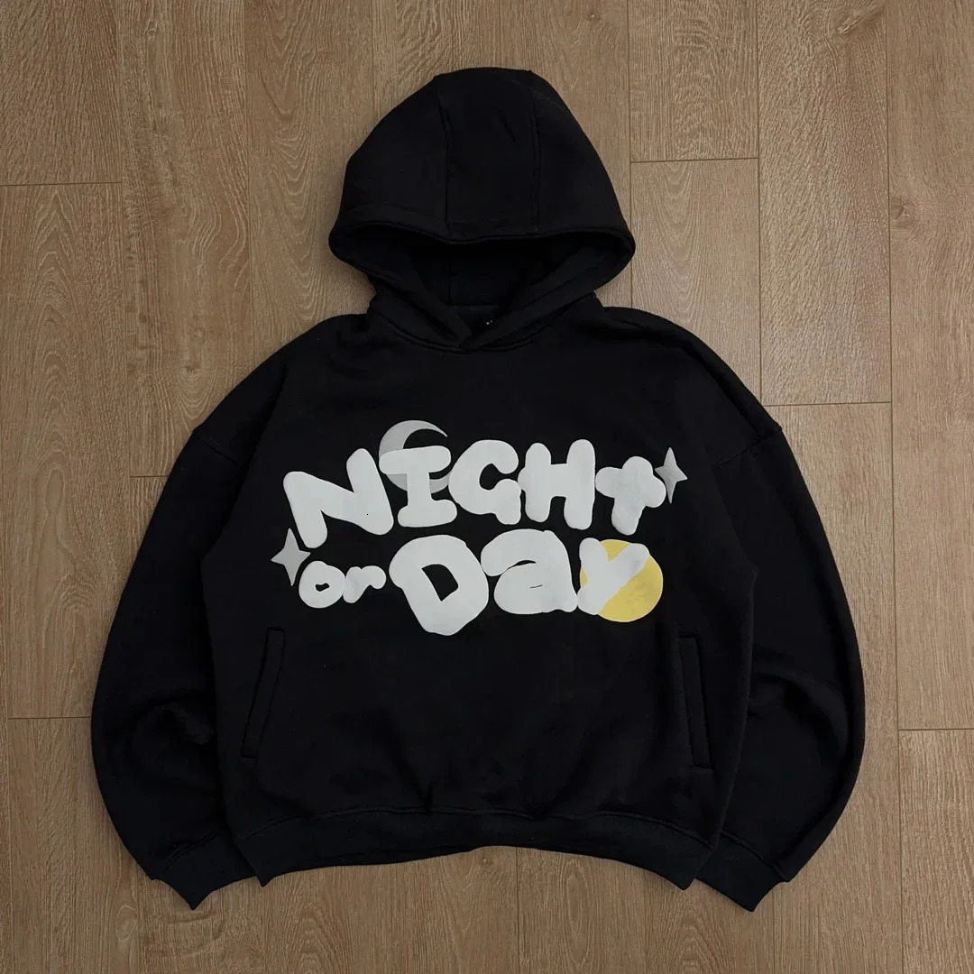 Y2K Vintage Foam Printing Streetwear Fashion Overesized Loose Foam Printed Hoodies Hooded Sweatshirt For Men Unisex 250617