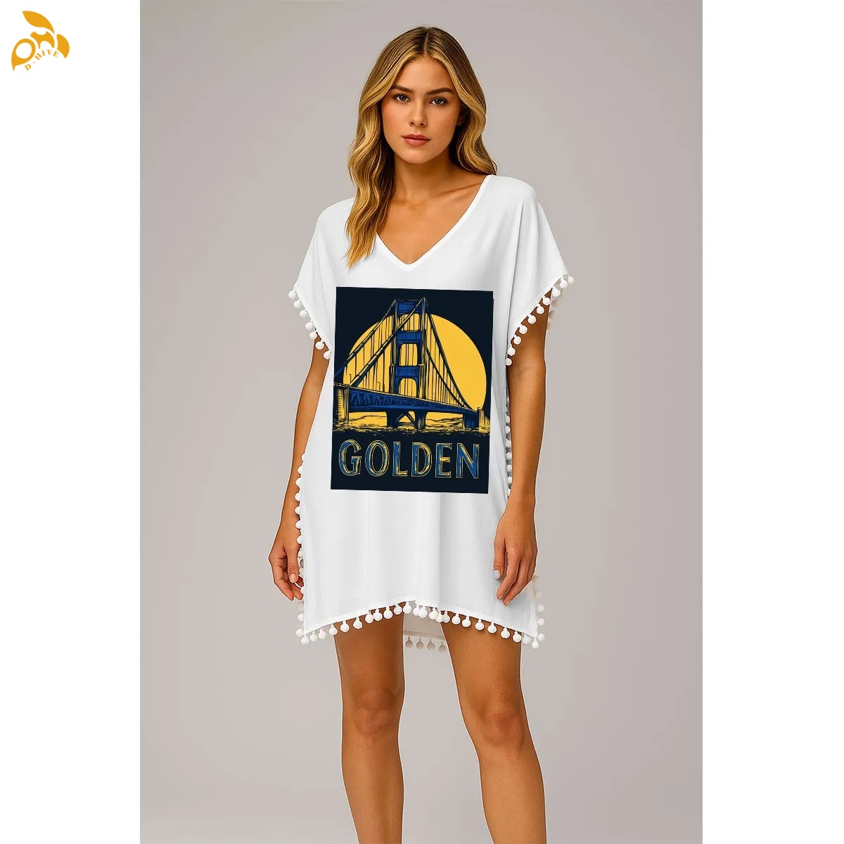 free shipping of customized American women's chiffon beach blouse 80GSM DTF with exquisite patterns from US