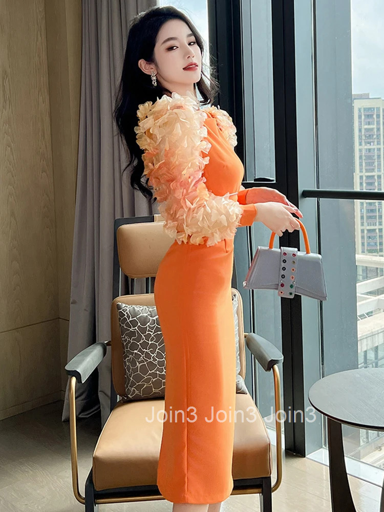 New Fashion Spring Autumn Formal Long Dress Women Clothing Elegant Luxury Chic O-Neck Skinny Midi Party Prom Mujer Robe Vestidos