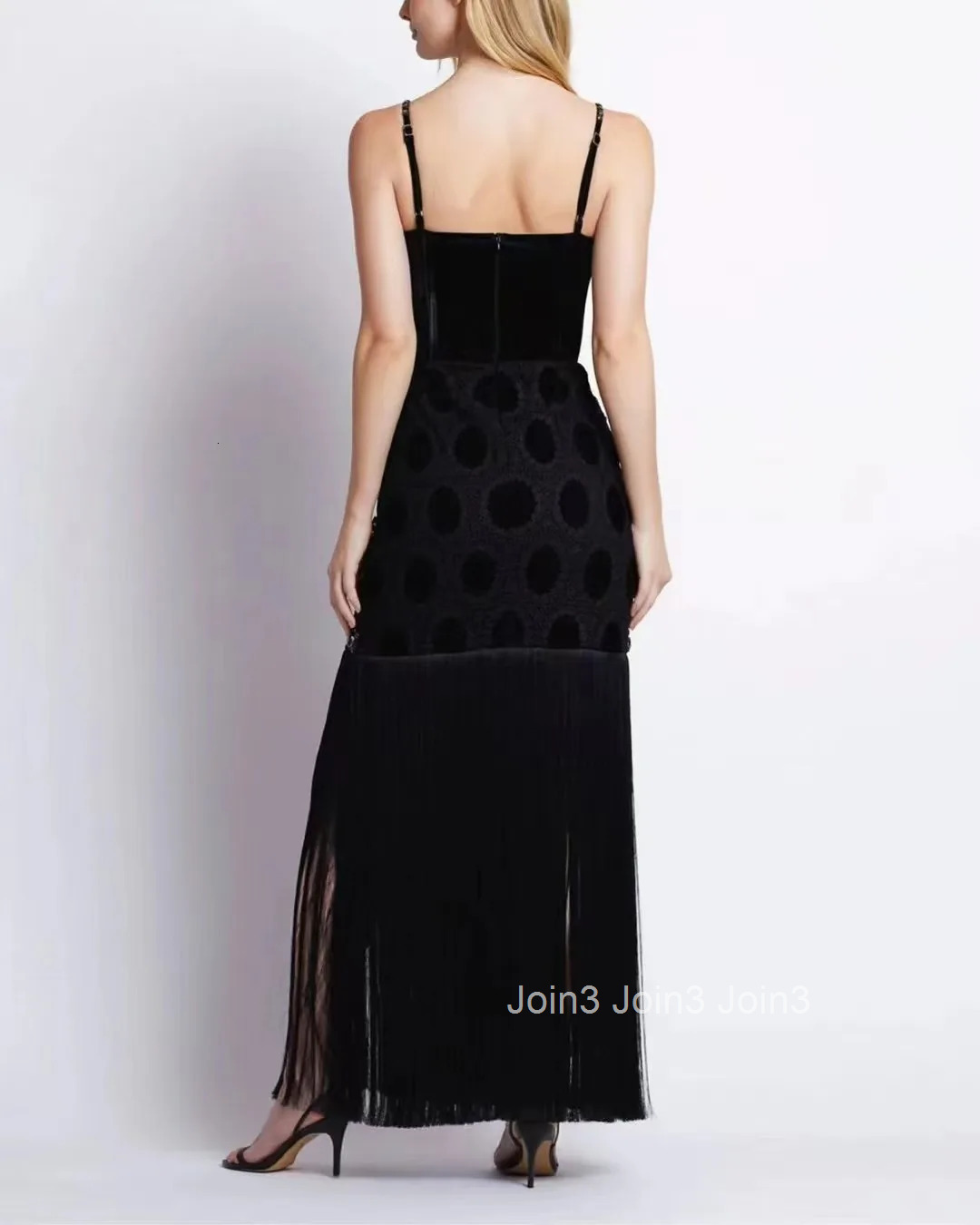 Winter Outfits Womens Fashion Luxury Diamonds Decoration Tassel Design Sleeveless Long Elegant Evening Party Gown Bandage Skirt