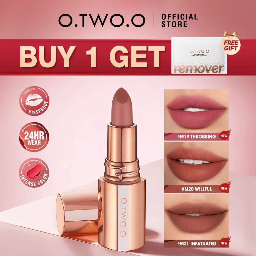O.TWO.O Matte Lipstick Lip Tint 8 Colors Waterproof Long Lasting Non-stick Cup Sexy Highly Pigmented Velvet Lip Sticks Lip Stain XJ250623