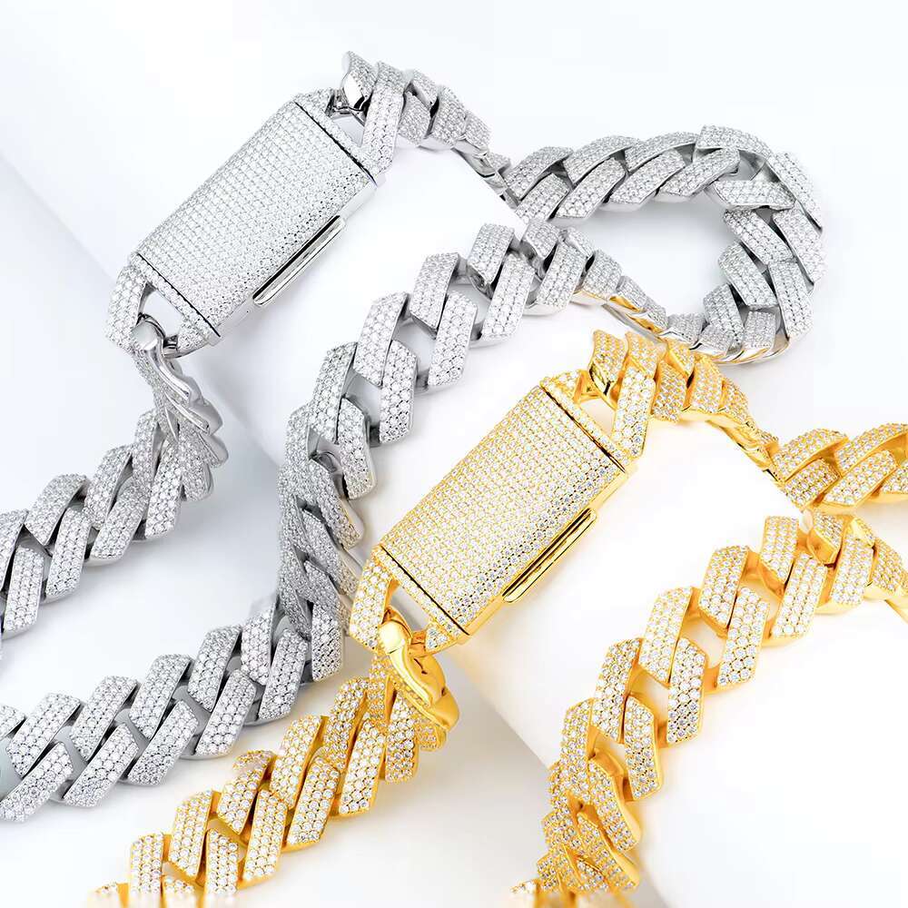 18MM-20MM Big Cuban Link Chain for Men Thick Iced Out Chain 18K Gold Plated Moissanite Cuban Necklace Miami Cuban Necklace