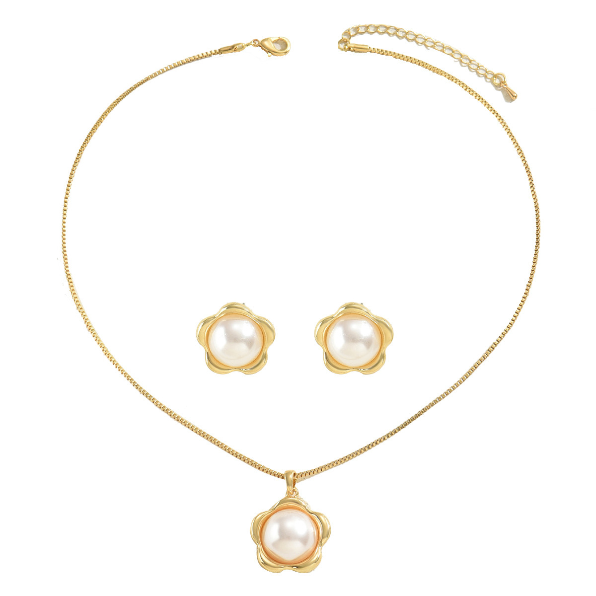 Style Women's Long Necklace Set With Unique Inlaid Pearls, Design Earrings, Jewelry