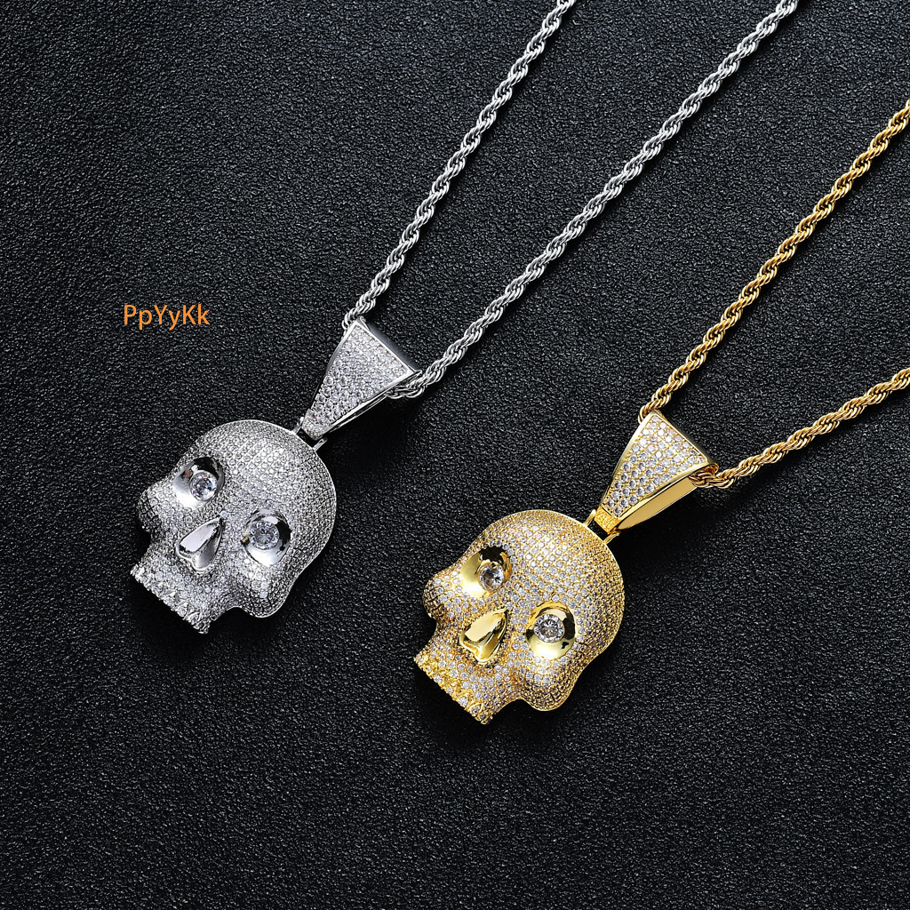 Luxury Moissanite Jewelry Hip Hop Iced Out Skull Pendant Full Diamond Accessory Pass the diamond tester