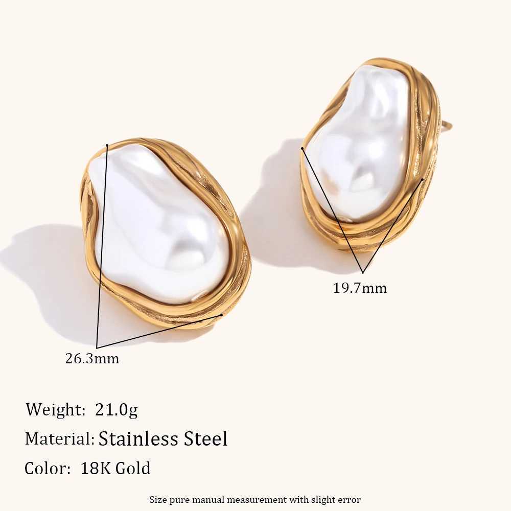 La.Muses Baroque Shed Imitation Pearl Stainl steel Earrings For Woman Waterproof C Daily Wear 2024XJ250623