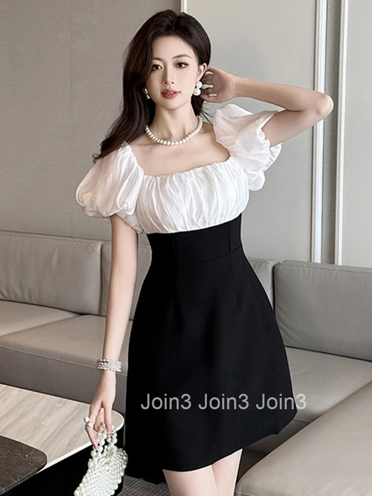 Women Clothes Retro Sexy Square Neck Slim Mini Short A-Line Dress Elegant Fashion Party Prom Vestidos Casual Formal Occasion New