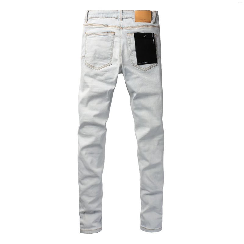 Men's Jeans Top Quality Fashion Men Streetwear White Patch Hole Repair Low Convex Tight Denim Trousers Brandpants