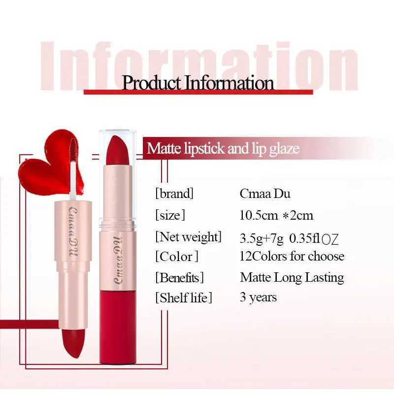 3 PCS Set Double Sided Lipstick Lip Gloss Matte Liquid Lip Tint 24 Hours Water Resistant Korean Cosmetics Makeup For Women XJ250623