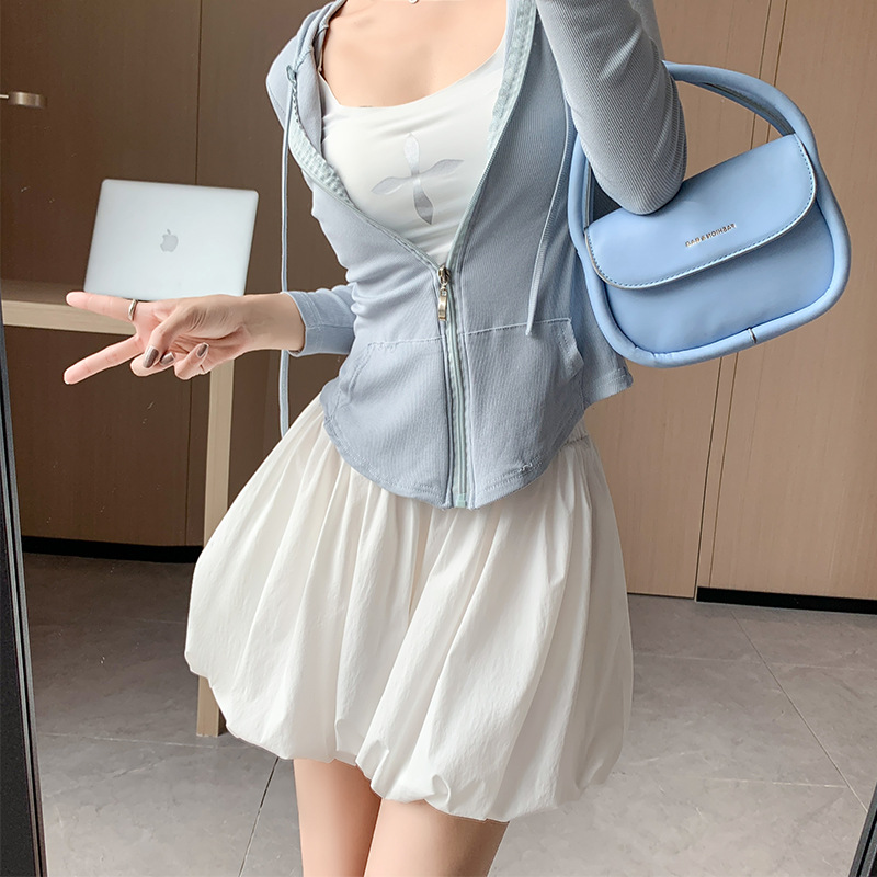 HM277 Women's summer pants high waist loose wide leg three-quarter pants slim and casual