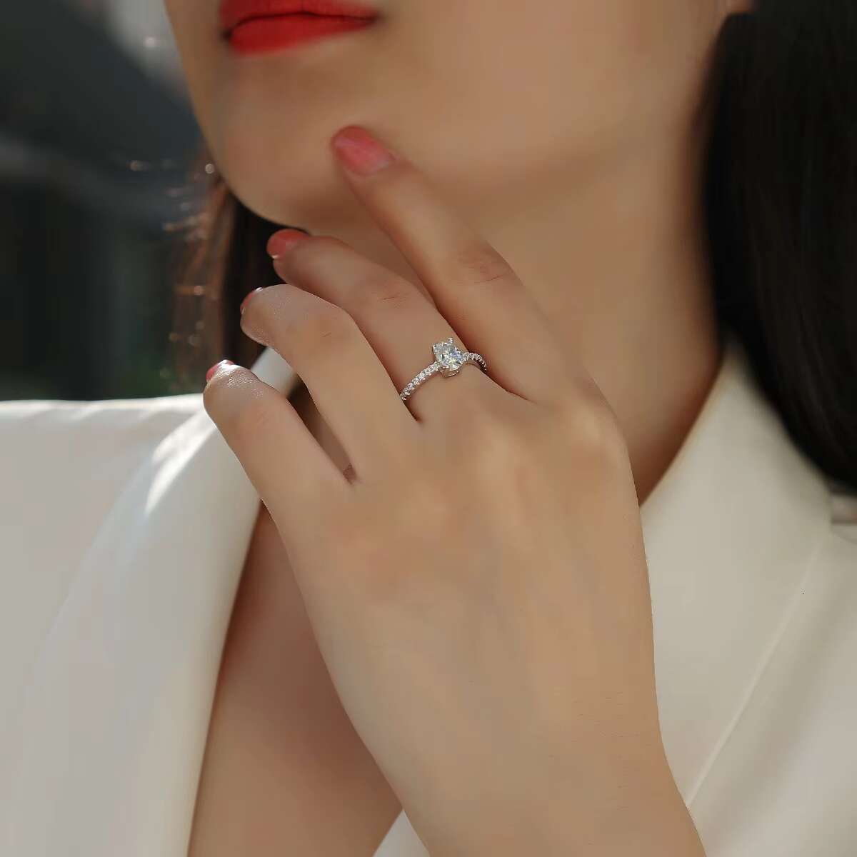 13110 Luxury Fine Jewelry 925 Sterling Silver Zircon Engagement Large Moissanite Diamond Rings for Girls