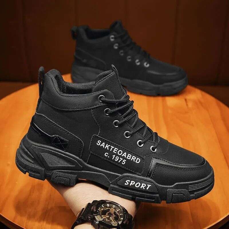 Men's Martin Spring And Autumn New Breathable High-Top British new Style Work Shoes Short Boots Casual Sneakers