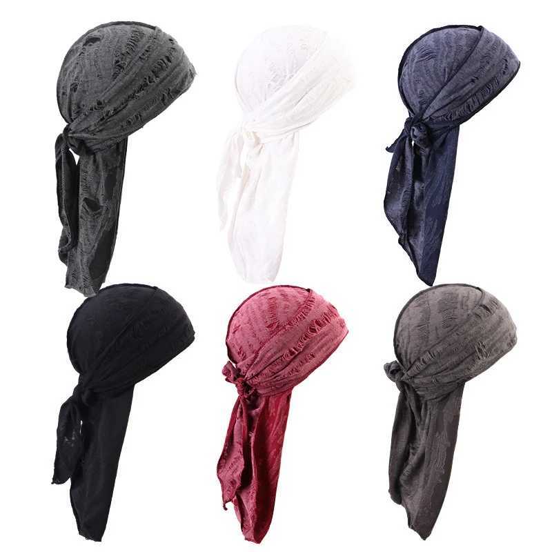 Long Tail Unisex Adult Cotton Doo Rag Durag Bandanas Cap Pirate Hat Turban Men Hip Hop Headband Biker Headwrap Women Headwear M250623
