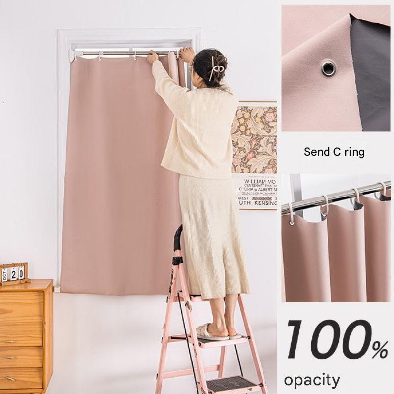 B317 punch-free full blackout small curtain sunshade cloth new bedroom shade curtain rental room heat insulation and sound insulation