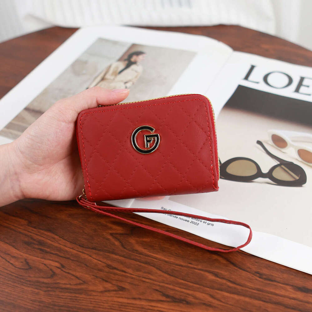 New Embroidered Quilted High-End Women's Short Wallet Korean Style Solid Color Simple Card Holder Student Coin Purse