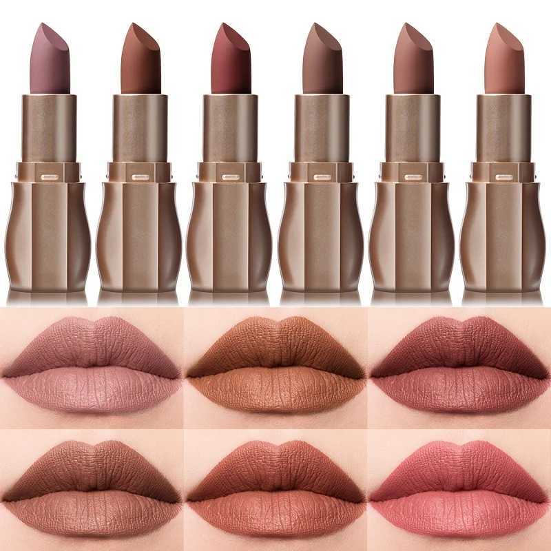 USHAS 12 Color Matte Lipstick Easy-coloring Sexy Nude Velvet Lipsticks Halloween Red Brown Moisturizing Lip Makeup Christmas XJ250623