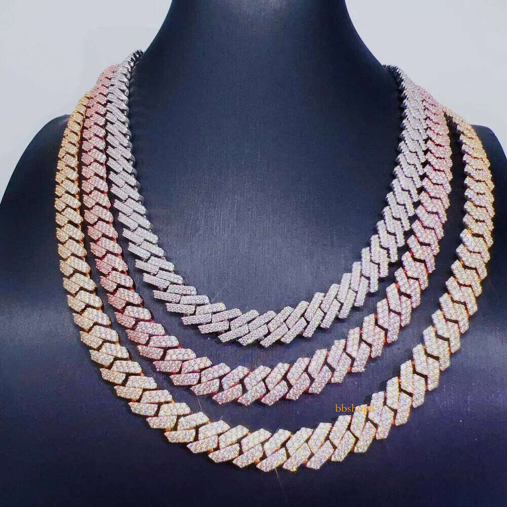 Hip Hop Fine Jewelry Sterling Sier Rose Gold Necklace 10mm Cuban Link Chain