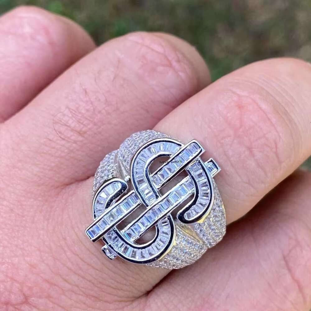 Luxury Iced out Moissanite Diamond Gold Plated 925 Sterling Silver VVS for Wedding or Gift Hip Hop Rings for Men