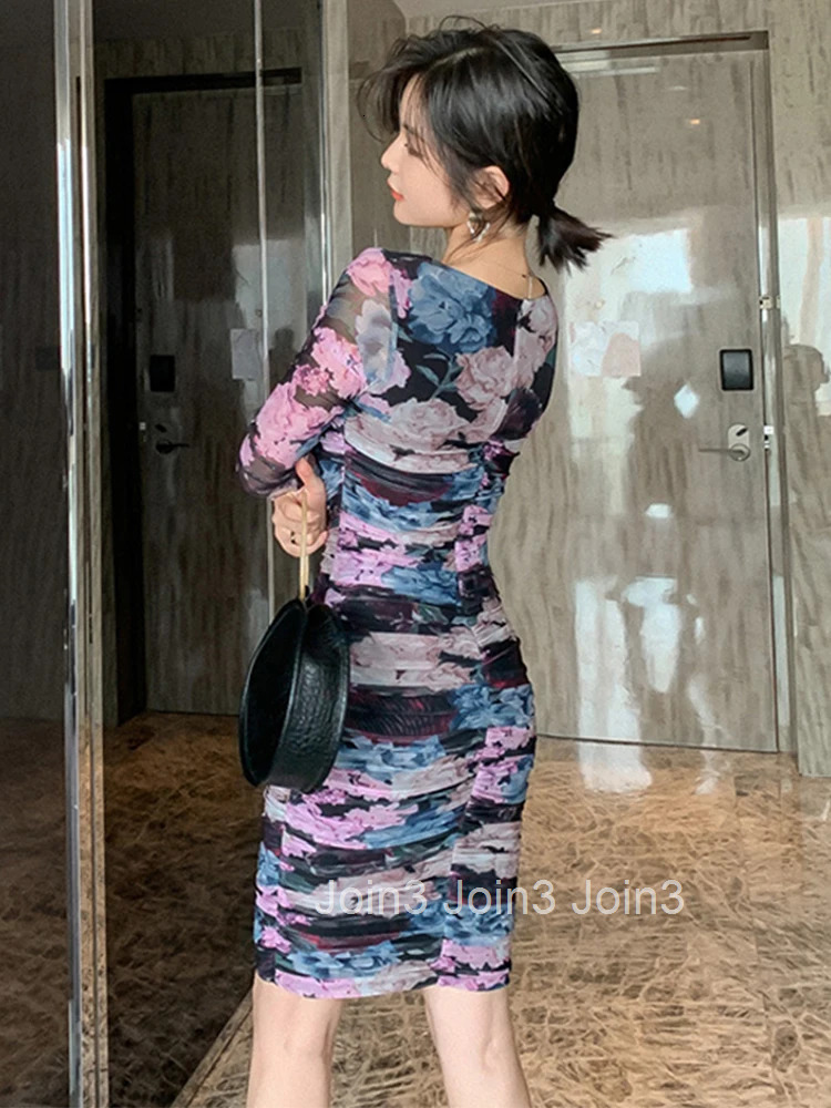 Fashion Women Slim Perspective Formal Dress New Arrival Office Lady Sexy High Quality Vintage Elegant Print Basic Pencil Dress