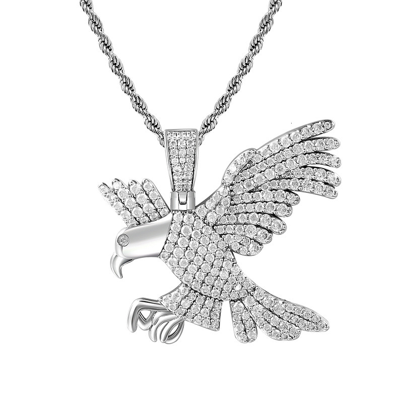 Hip Hop Diamond Inlaid Eagle Pendant Bold Men's Necklace Falcon Moissanite Bling Bling Chain