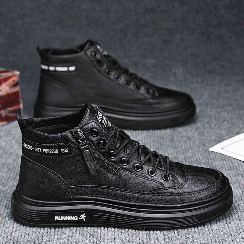 Autumn New Breathable new High-Top Chef Men's Leather Versatile Waterproof Non-Slip Work Casual Shoes