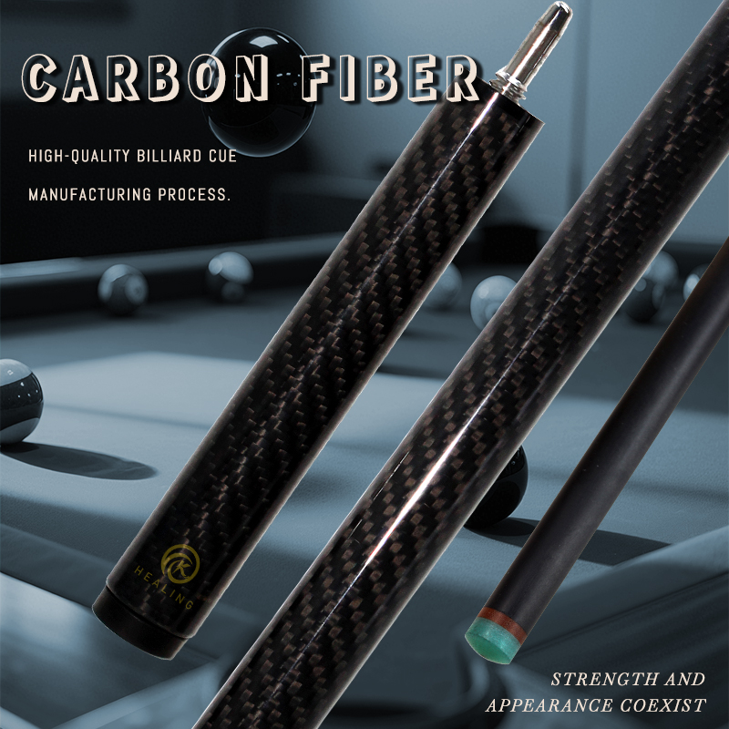 Okhealing 3-PC Carbon Fiber Billiard Jump Cue with Extension Pool Cue Sticks with Extender Black Technology Bakelite 13.8mm Tip Length 48in Uni-loc or