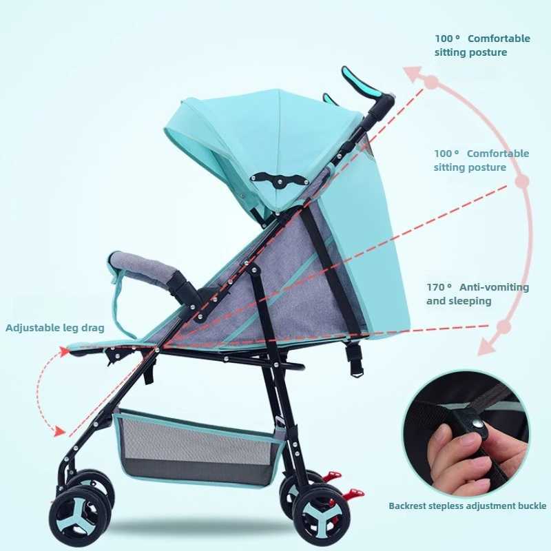 Lightweight Baby Stroller Foldable Four-wheeled Stroller with Sitting and Lying Function XJ250623