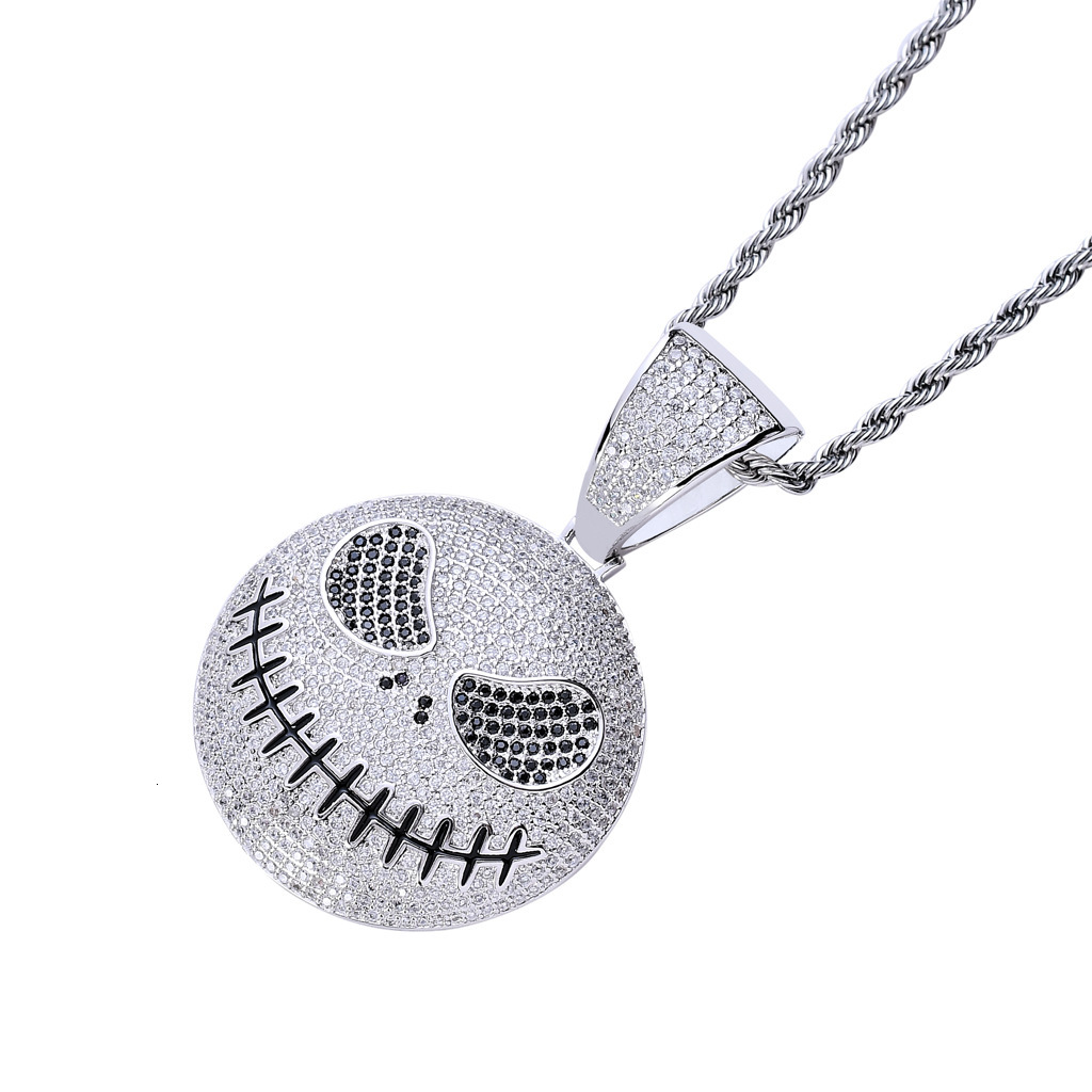 Moissanite Necklace Halloween Skull Ghost Face Pendant Iced Out Hip Hop Pendant Trendy Fashion Jewelry Pass the diamond tester