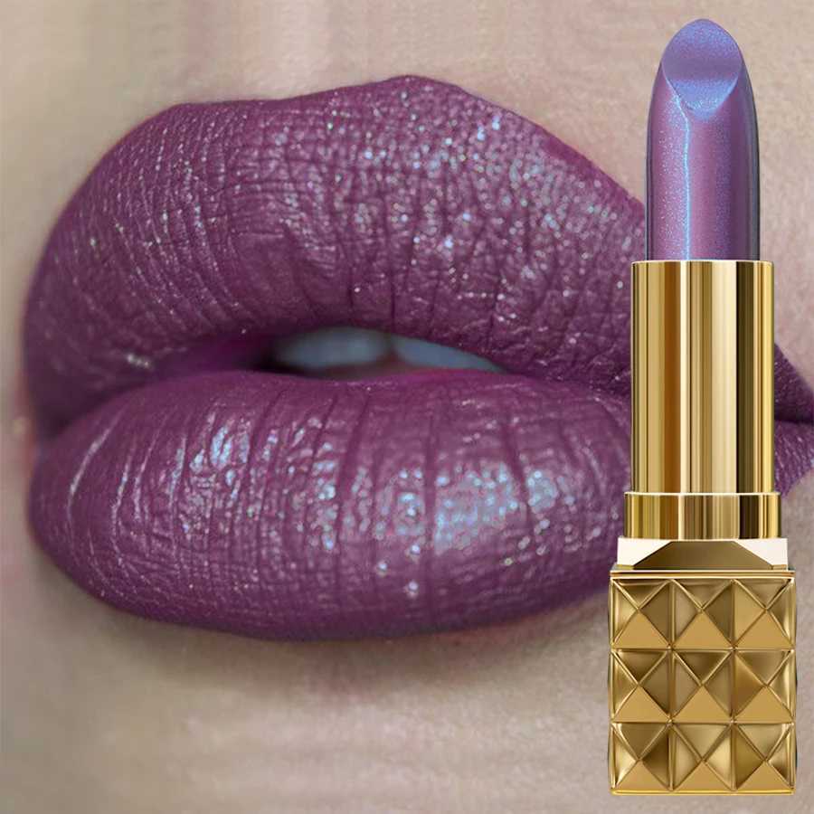1PC Sexy Color Glitter Lipstick Flash Lasting Easy Color Diamond Lip Tint Shiny Metallic Lip Makeup Gifts for Women Lip Gloss XJ250623
