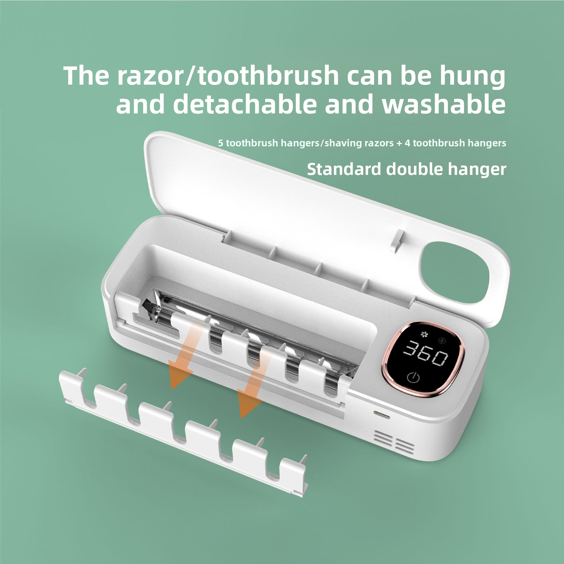 New Y6 UV Toothbrush Sterilizer Rechargeable Fast Drying Drill Free Wall Mount Multi Use for Toothbrush Razor Storage Ideal for Bathroom Organization