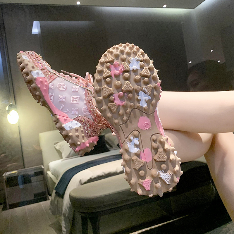 Women Casual Sneakers Luxury Designers Rhinestone Shoes Thick Bottoms Non-slip Shoes High-quality Female Tennis Shoes Jogging Walking Shoe Zapatillas 