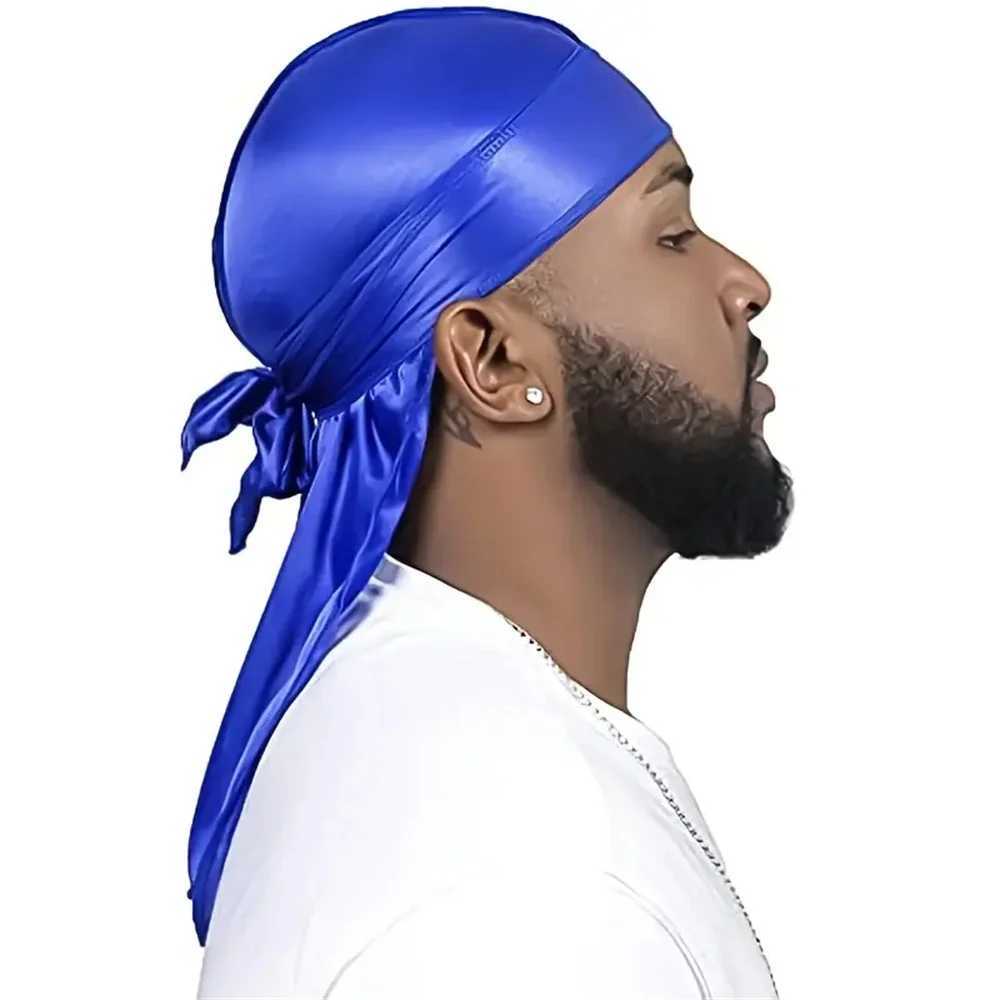 Simulated Silk Satin Durags Long Tail Turban Hat Ethnic Wind Bandage Pirate Cap Wrapped Beanies Doo Rags Du-rag Waves Headwear M250623