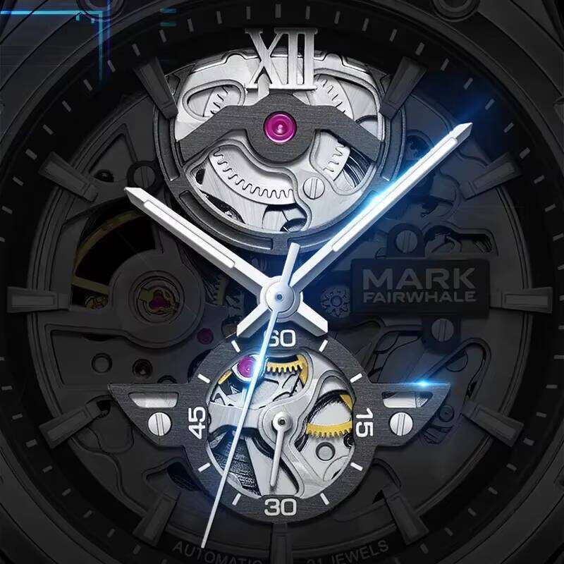 DHgadgets Mark Fairwhale 6960 FW-6960 Luxury Mechanical Automatic Watch Fashion Hollow Skeleton Stainless Steel Strap