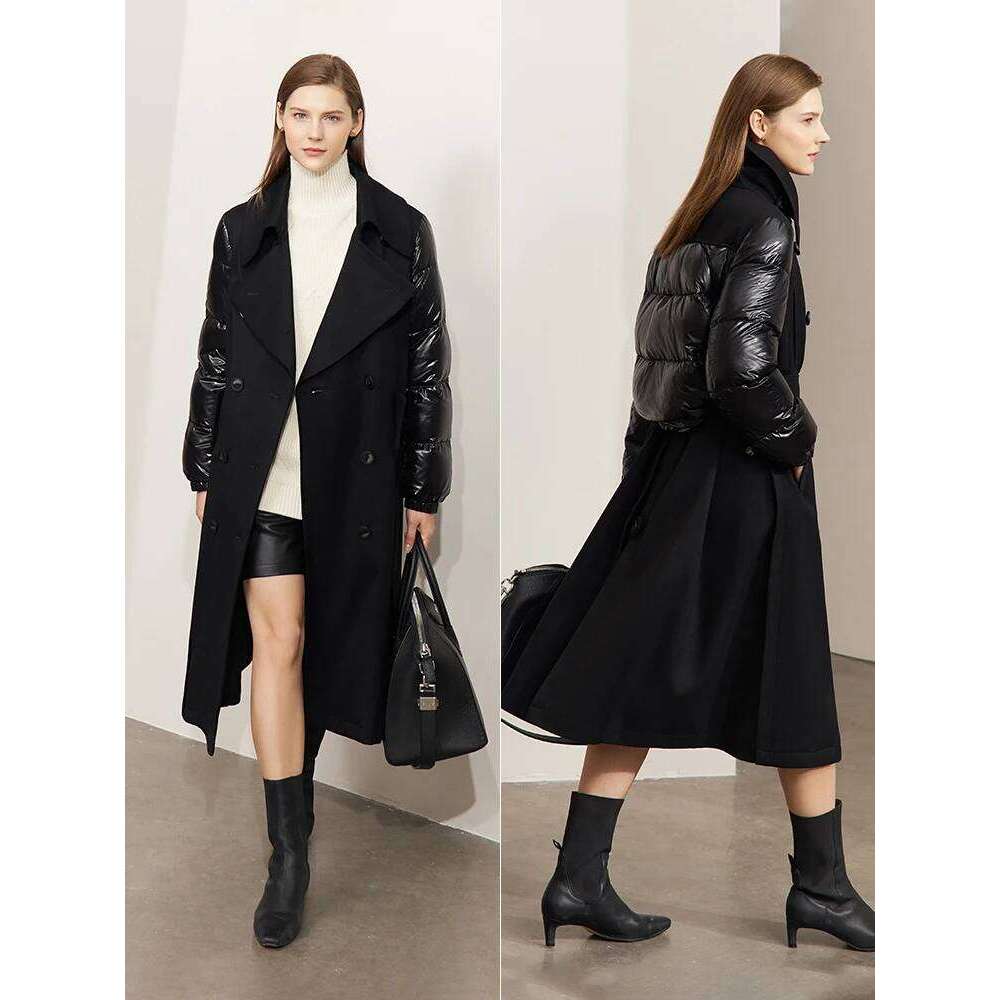 AMII Minimalism Down Jacket Women 2022 Winter New Warm Fashion Commuter Solid Double-Breasted Splicing Design Coats 12270525