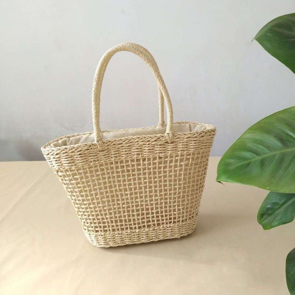 French Style Artistic Handwoven Straw Capacity Shoulder Beach Vacation Large Bag for Women