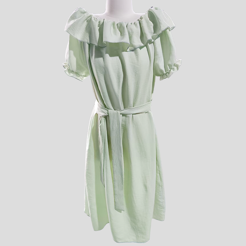 Women's Light Blue Cotton Shirt Dress with Belted Waist