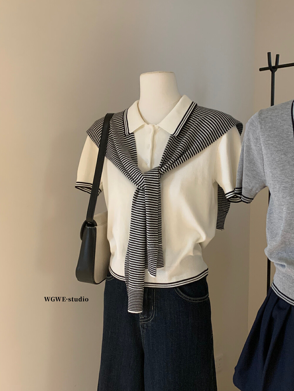 GC145 Short-sleeved sweater for women Spring and summer waist slimming short top