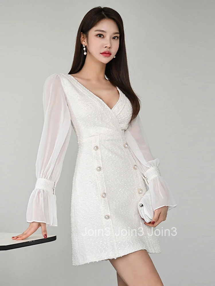 New Spring Autumn Fashion Work Style Formal A-Line Short Dress Women Clothes Elegant Office Solid Sweet Sexy V-Neck Slim Vestido