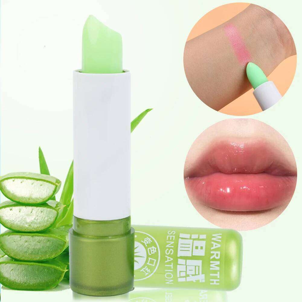 1PC Moisture Lip Balm Long-Lasting Natural Aloe Vera Lipstick Color Mood Changing Long Lasting Moisturizing Lipstick Lips Makeup