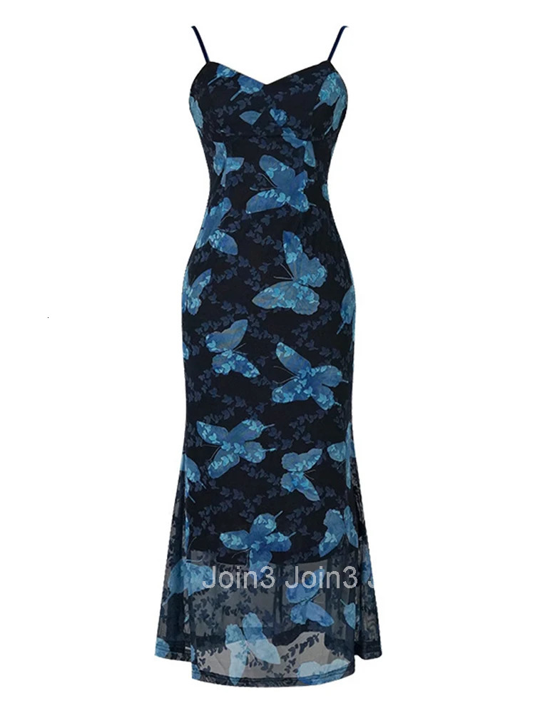 Summer Vintage Floral Print Boho Vacation Beach Long Dress Women Clothes Elegant Sexy Strap Skinny Party Club Vestido Robe Femme