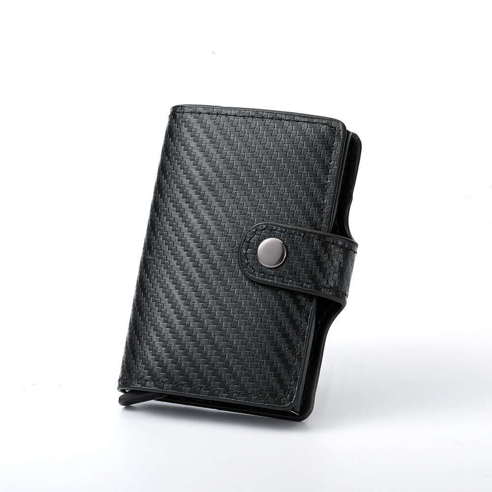 New Men's Wallet Carbon Fiber Aluminum Alloy Holder Automatic Ejector Buckle Card Clip