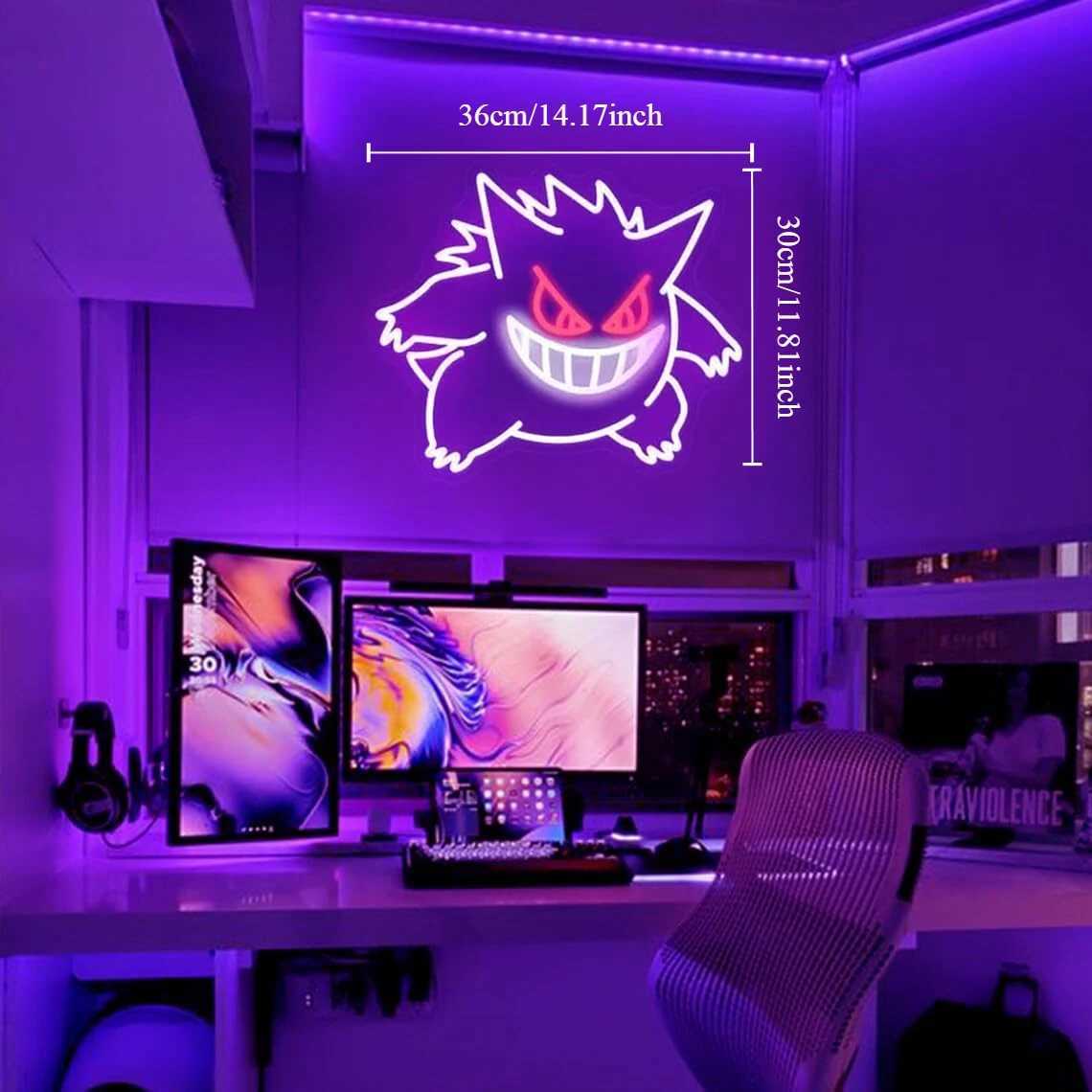 Gengar Cartoon LED Neon Sign MINISO Dimmable USB Wall Light for Gaming Room Man Cave Anime Style Birthday Gifts for Kids Teens A X2506231