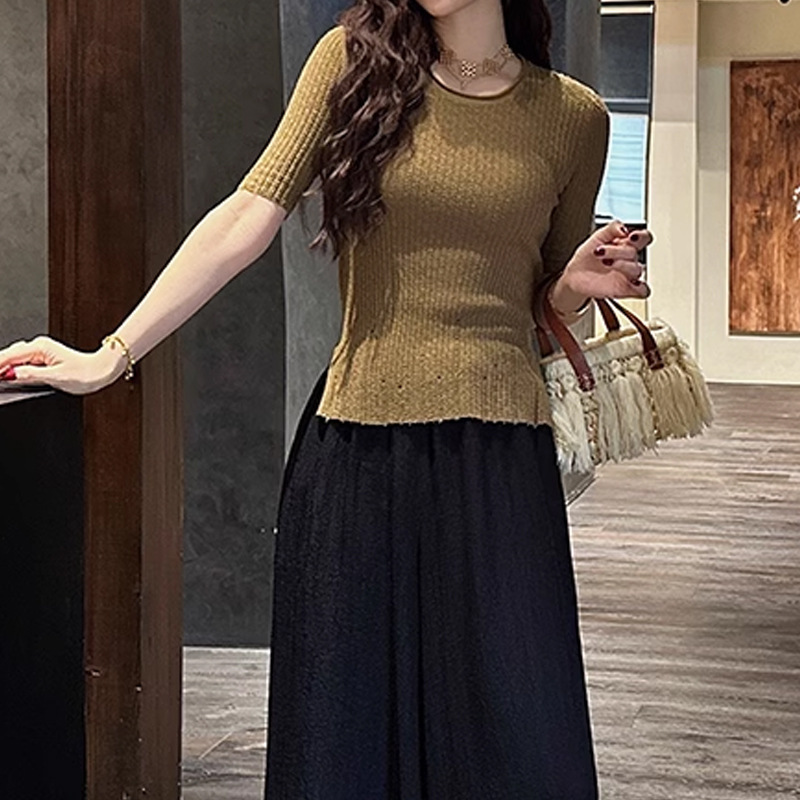 GC177 Thin Puff Sleeve Short Top Shirt Women Summer