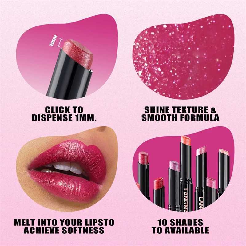 10 Colors Glitter Lipstick Waterproof Long Lasting Moisturizing Non-stick Cup Pearlescent Diamond Lip Tint Red Sexy Lips Makeup XJ250623