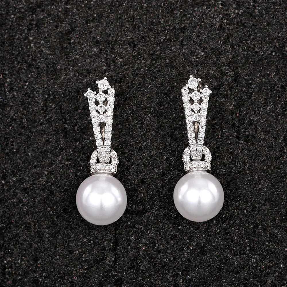 Charm Female White Gray Pearl Hoop Earrings Silver Color Simple Wedding Jewelry For Women XJ250623