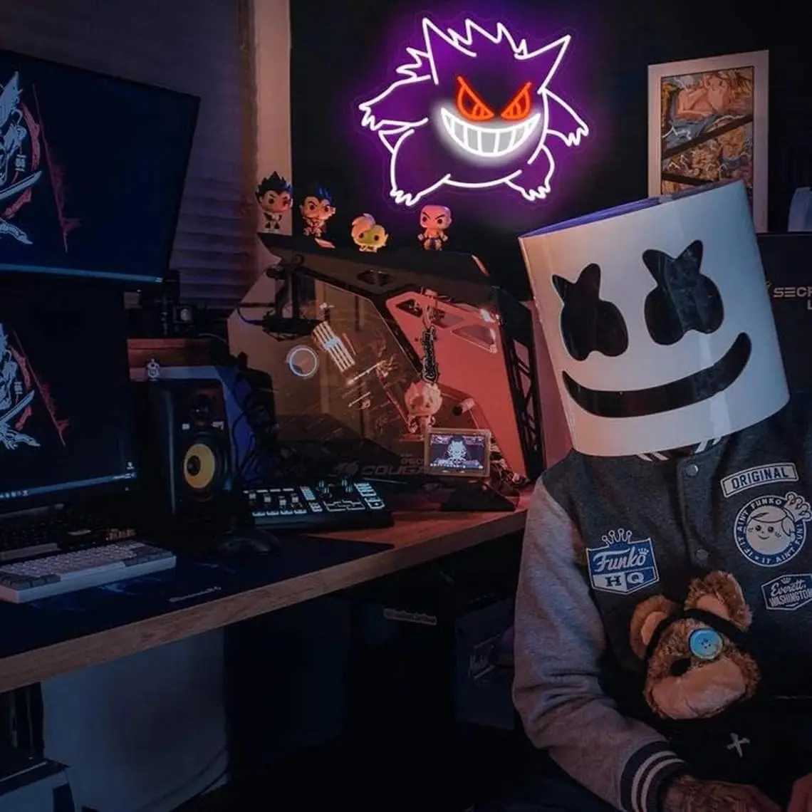 Gengar Cartoon LED Neon Sign MINISO Dimmable USB Wall Light for Gaming Room Man Cave Anime Style Birthday Gifts for Kids Teens A X2506231